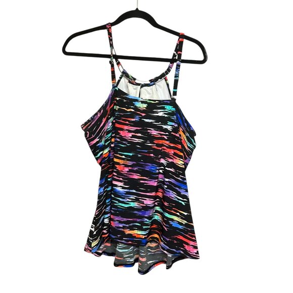 Trim Shaper Multicolor Watercolor Adjustable Strap Padded Tankini Top Size 24W - Picture 3 of 5